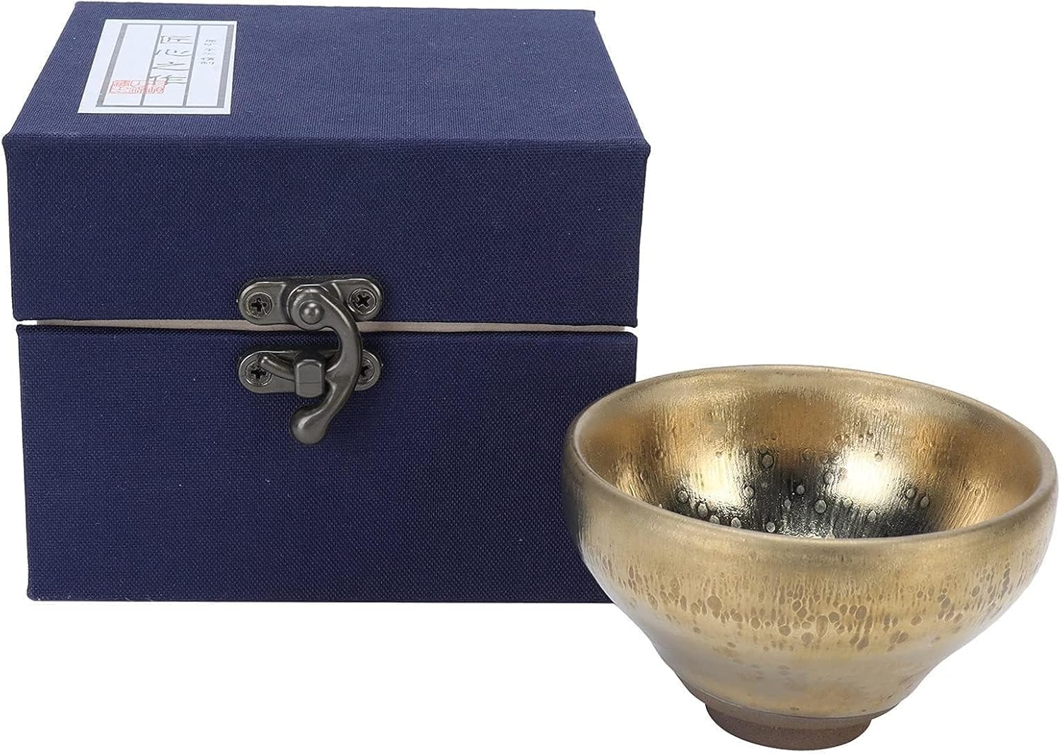 Cyrank Traditional Gold Ceramic Teacups, 130ml, 3.27" x 2.1" Handmade, Japanese & Chinese Style, Light Up, Color Changing, Microwave Safe, Dishwasher Not Safe, Perfect for Dessert & Dinner