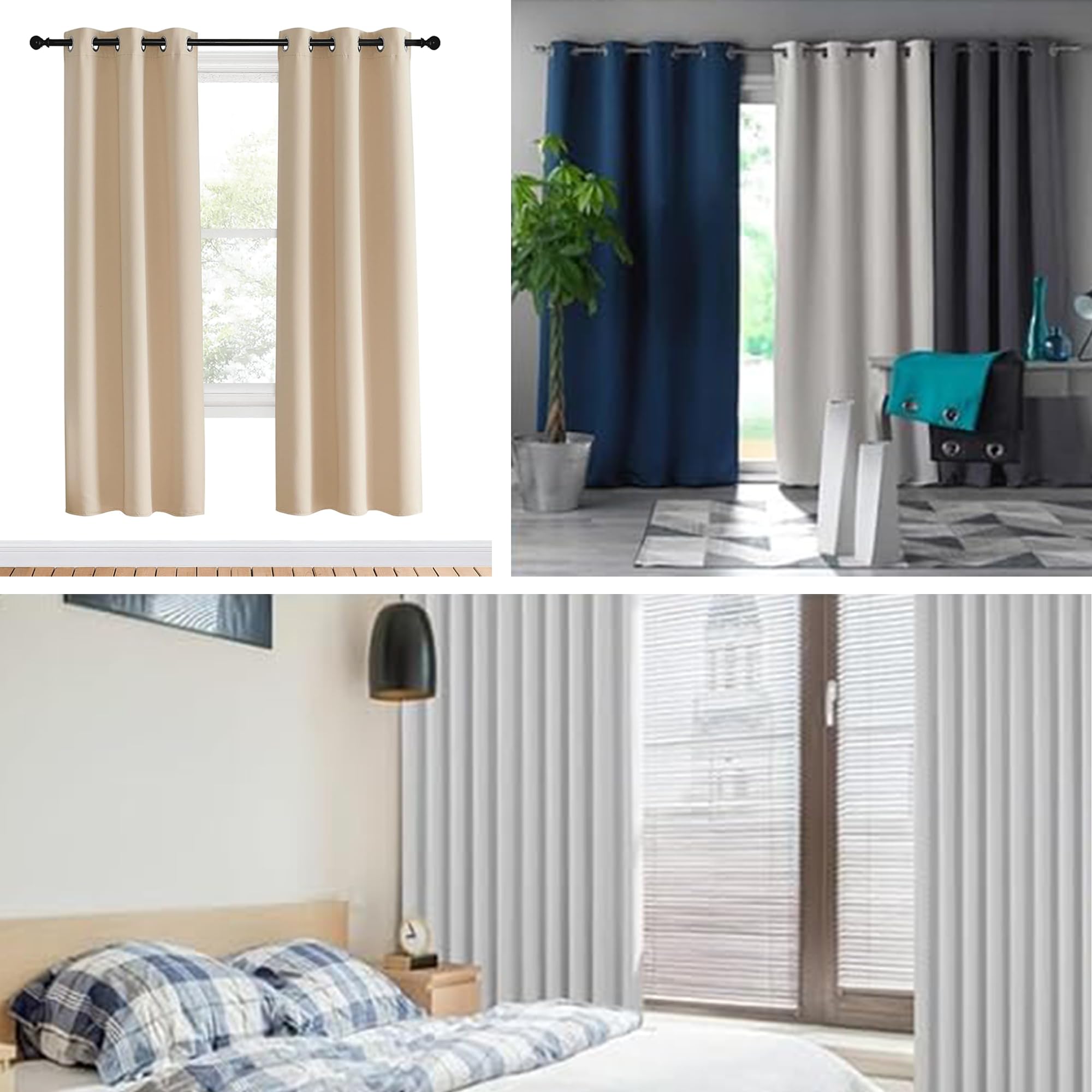 Tende oscuranti, set da due, isolamento termico, occhielli, protezione UV, per camera da letto e soggiorno (grigio scuro, 100 cm di larghezza x 160 c | Leroy Merlin