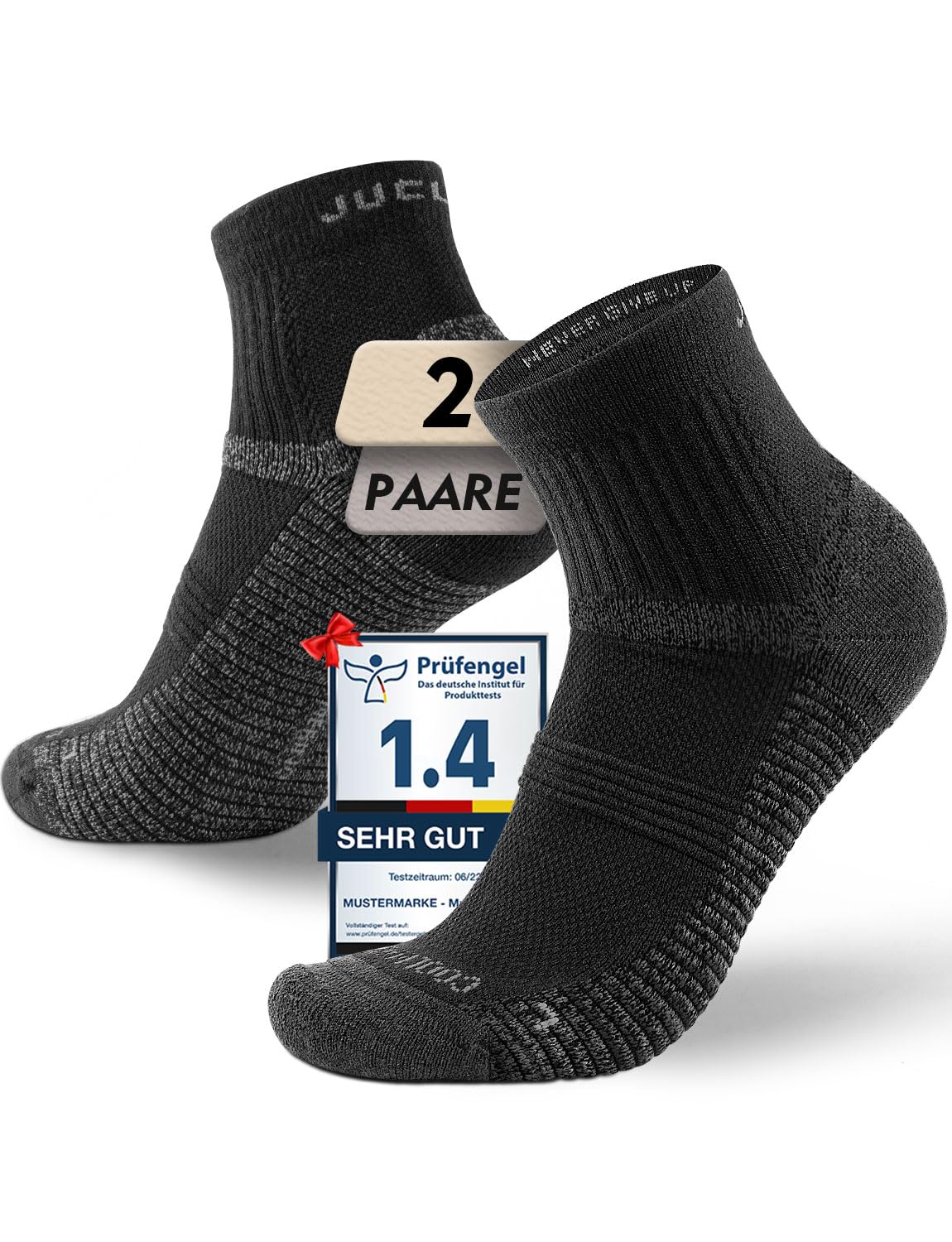 Juclise Sommer Merinowolle Quarter Wandersocken für Herren mit Kompression Anti-Blasen-Polsterung atmungsaktiv anti-schweiß