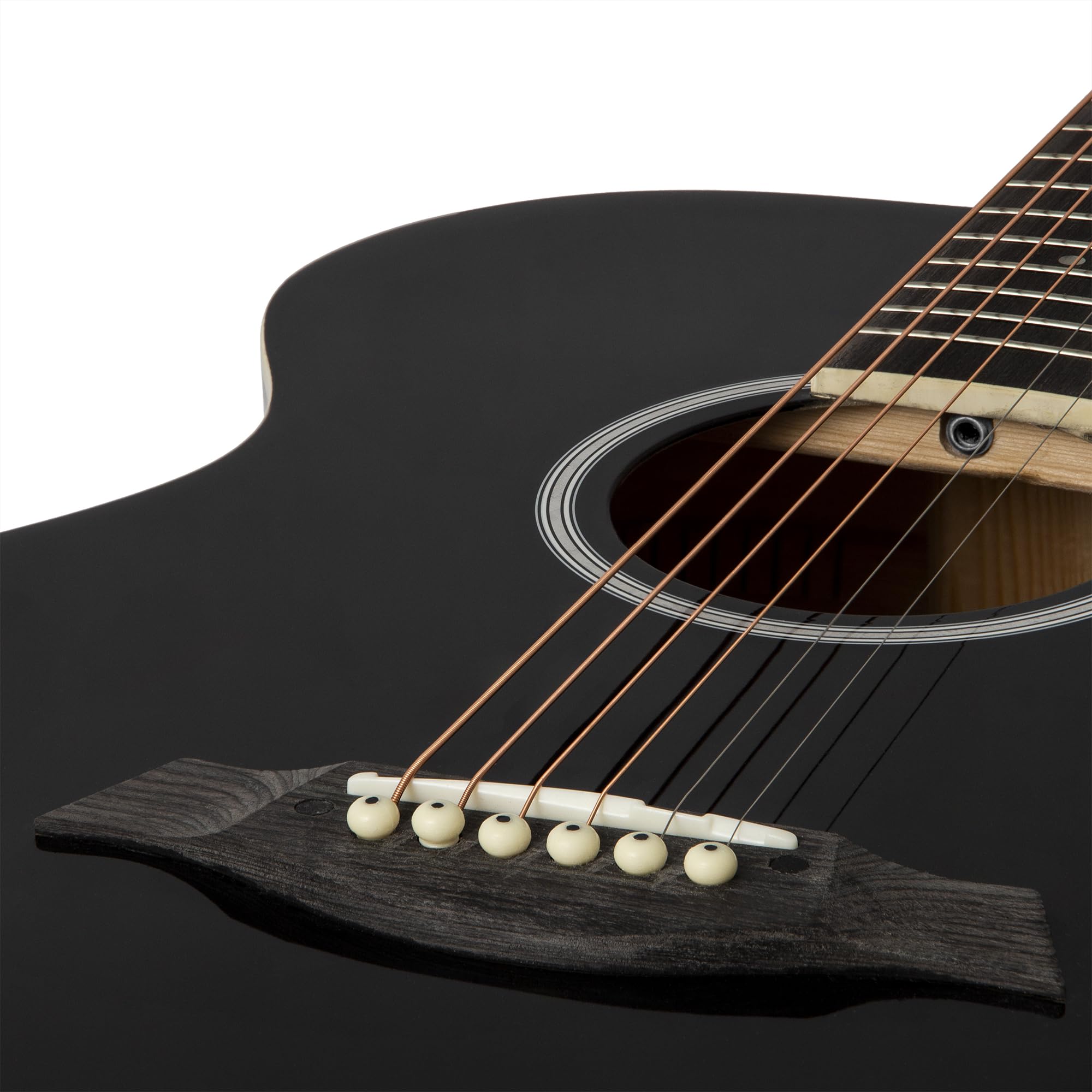 TIGER Chitarra acustica 3/4 con corde in acciaio per bambini dai 9 anni in su - Nero