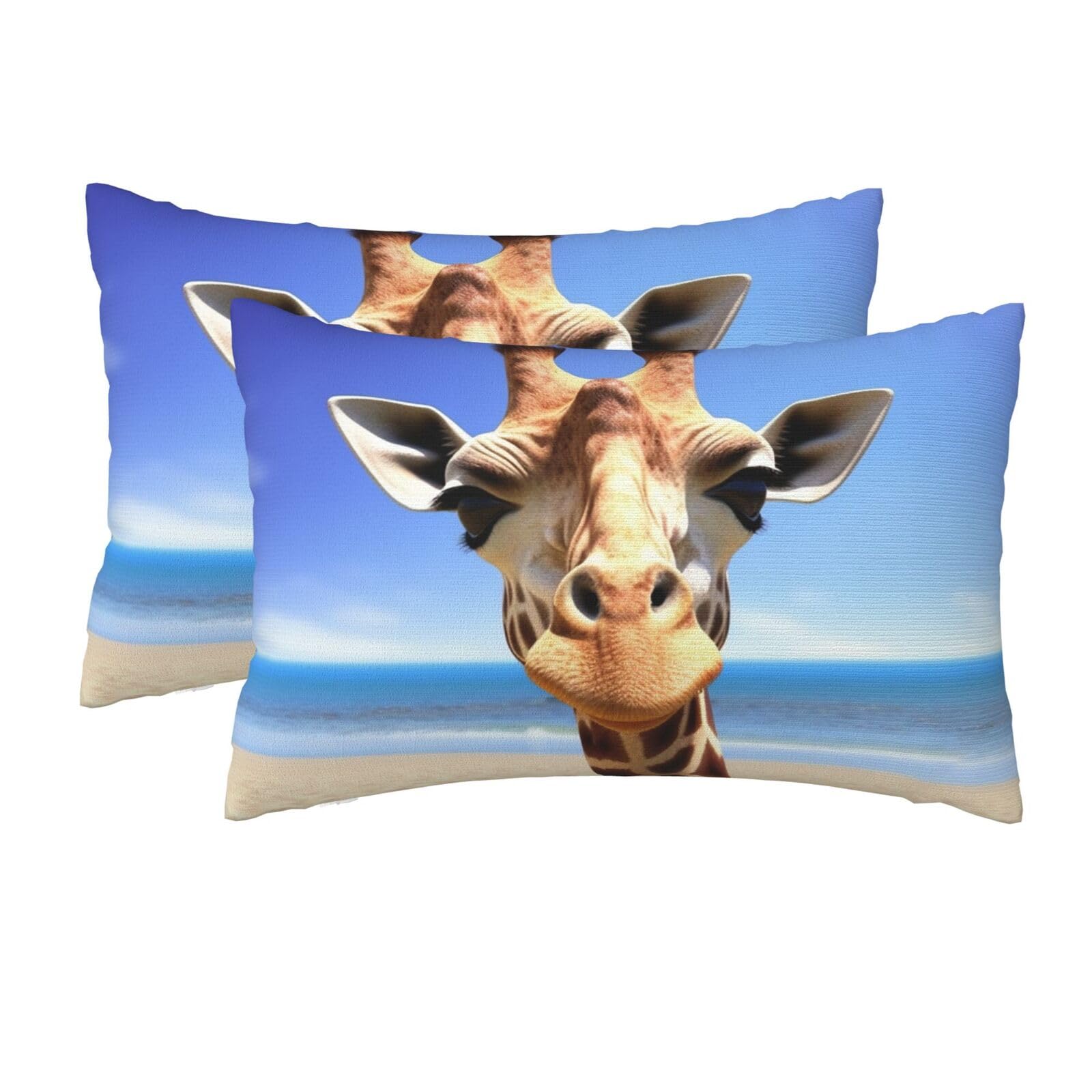 2 Pack Queen Pillow Cases with Hidden Zipper, Soft Breathable Pillow Covers for Hair and Skin, Beach Giraffe Pillowcases 20"x30" Bed Pillow Protectors Cover for Sleeping Gifts