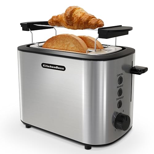 KitchenBoss Tostapane 2 Fette Acciaio Inox 870W