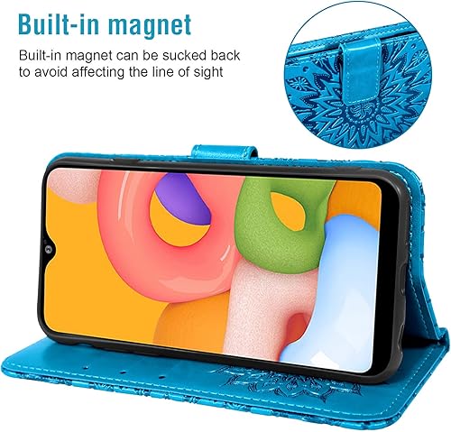 Miniatura 3 de Asuwish Funda de teléfono para Samsung Galaxy A01 con protector de pantalla de vidrio templado y funda delgada de cuero con soporte para tarjetas,