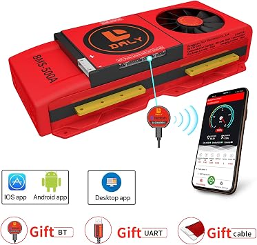 DALY SMART BMS LiFePo8 8S 24V 500A with Programmable Bluetooth Module and Common Port Cooling Fan