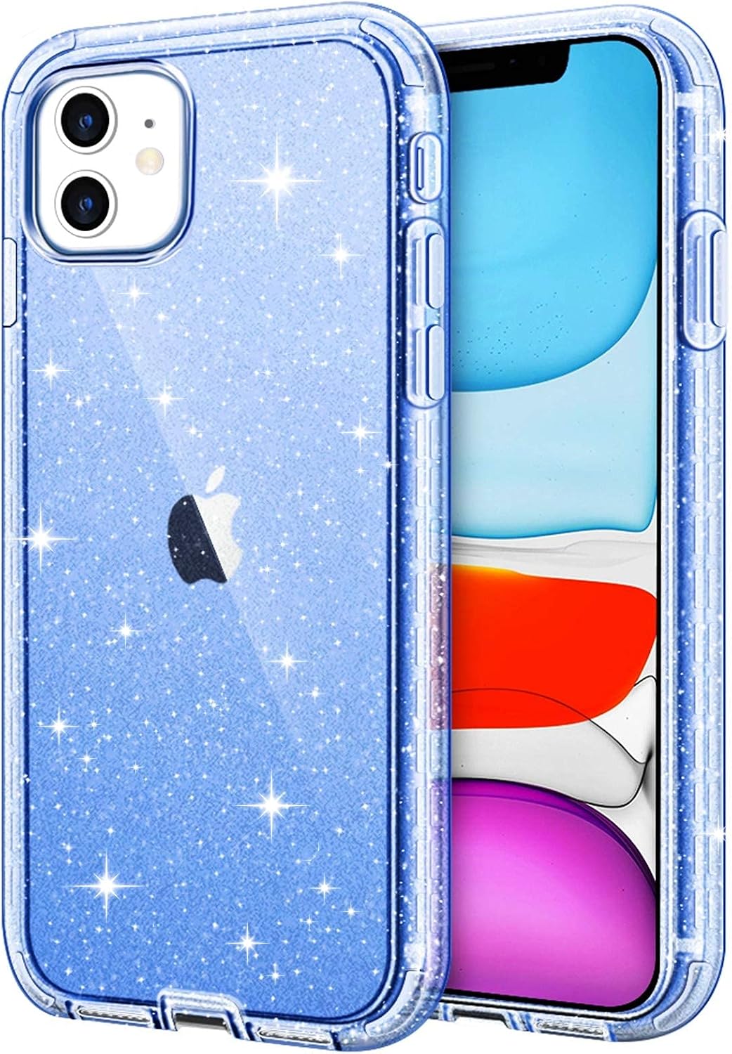 Hython Glitter Compatible with iPhone 11 Case, Slim Glitter Bling Sparkly for Women Girls Anti-Scratch Shockproof Protective Phone Case Hard Bumper Cover for iPhone 11 6.1-Inch 2019, Glitter Blue