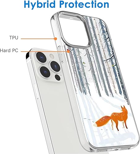 Miniatura 2 de Funda compatible con iPhone 12 y iPhone 12 Pro, diseño estético de zorro de bosque de nieve, a prueba de golpes, diseño transparente, delgada, suave