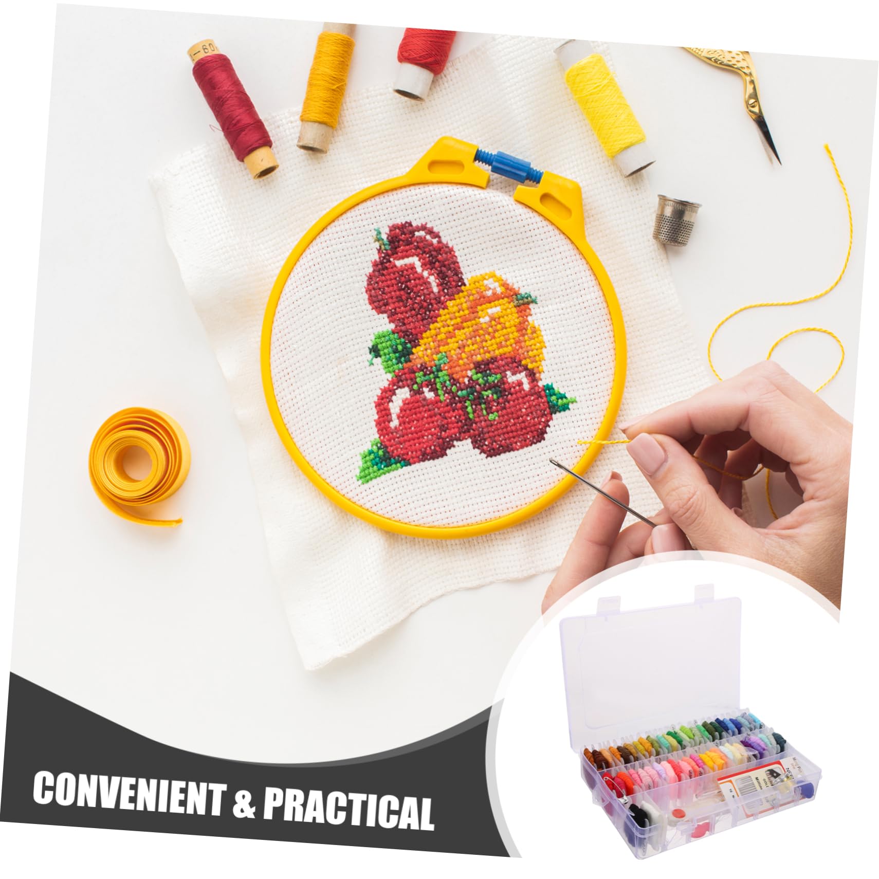 SHINEOFI 50 Colores Kit de Bordado y Caja de Plástico para Principiantes