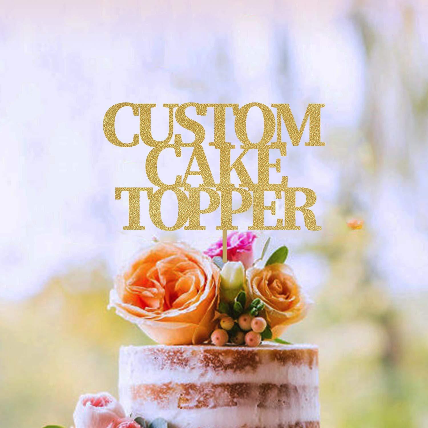 Custom Cake Topper, Glitter Colors, Block Font, Custom Text Cake Topper, Birthday, Bride, Marry, Wedding, Graduate, Retirement