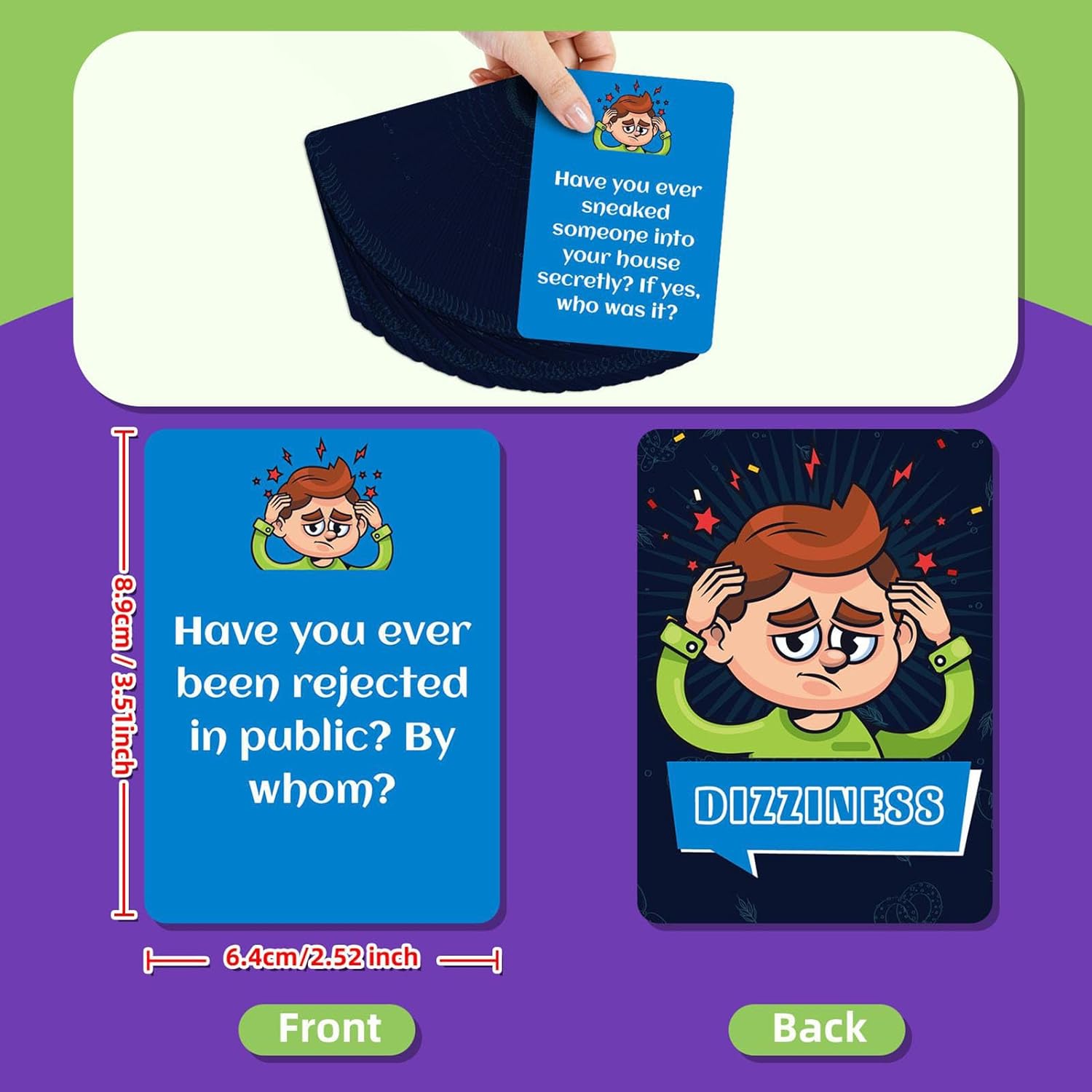 Conversation Cards - 6.4x8.9cm Adult Conversation Cards Group Activities | 50 Pieces Interactive Board Games | for Women Men Friends Dates Couples Car Rides Travel Road Trip Party Camping