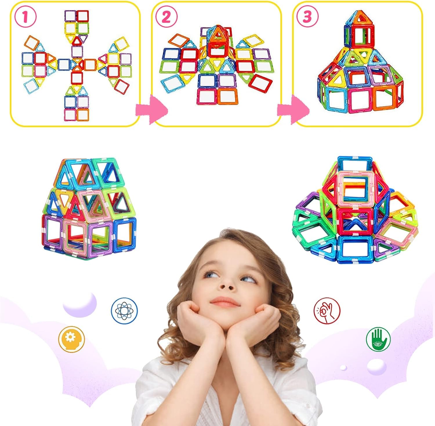 Magnetic Tiles for 3 4 5 6 7 8+ Year Old Boys Girls Upgrade Magnetic Building Blocks Set Educational STEM Toys Christmas Birthday Gift Toys for Kids Ages 3+ - Image 3