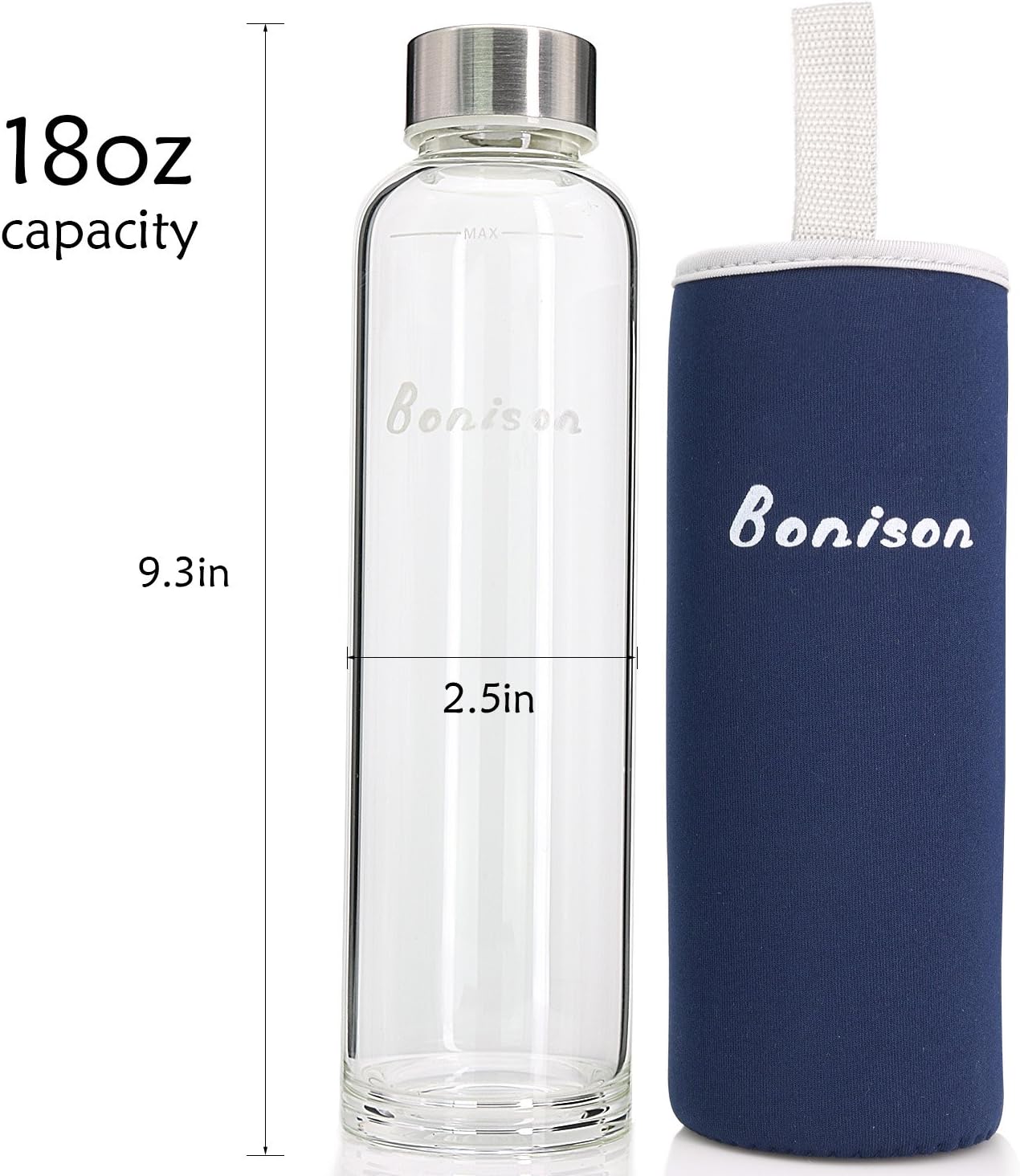 Newest 18 Oz Glass bottle Top Level Quality Environmental Borosilicate Glass Water Bottle with Colorful Nylon Sleeve,BPA Free,Crysital Clear,Trendy Design