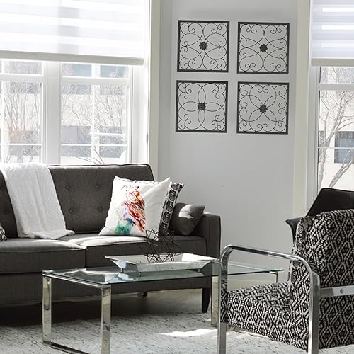 Miniatura 5 de Set of 4 Metal Wall Decor, Rustic Farmhouse Scroll Wall Art Sculpture, 100% Handmade Square Wall Hanging Decoration for Indoor Outdoor, Living Room