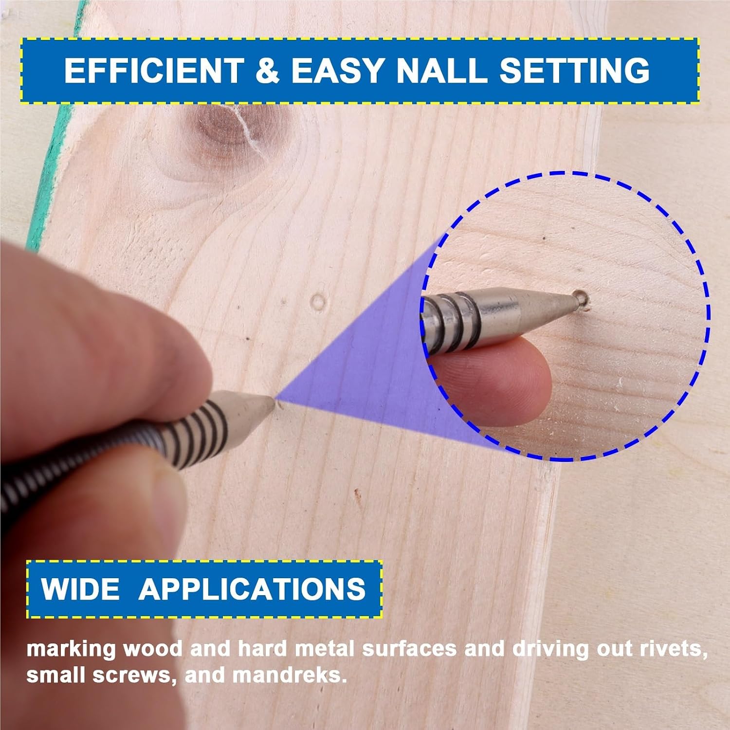 Dual Head Spring Nail Punch 3pcs Spring Center Punch General Woodworking Metal Drill Hammerless Dual Head Nail Setter Door Hinge Pin Remover Tools(Color01)