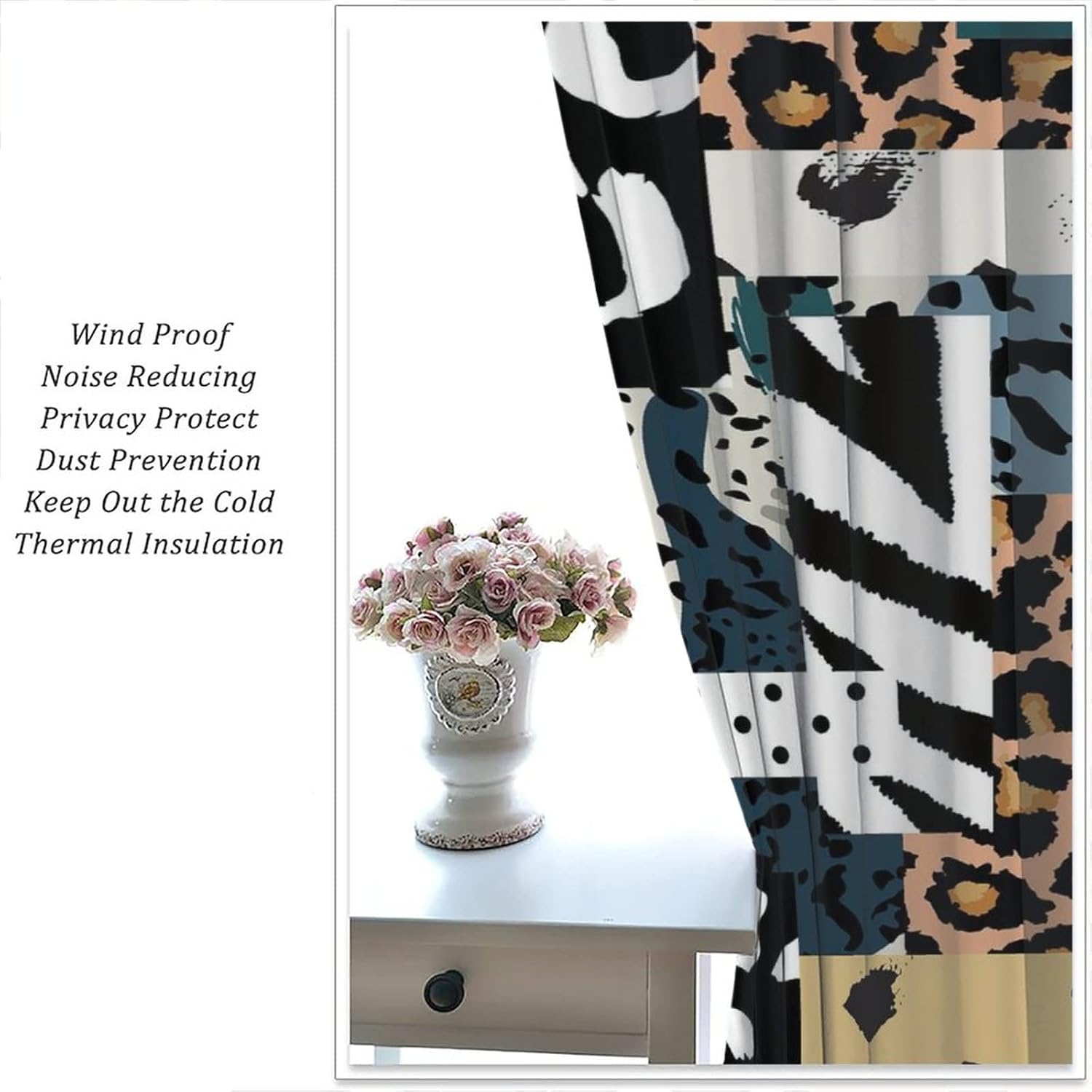 Modern Abstract Leopard Art Pattern Blackout Curtains - Colorful Leopard Plaid Rod Pocket Window Curtain Set Energy Saving Thermal Insulated Drapes for Living Room Nursery,2 Panels 45L x 21W