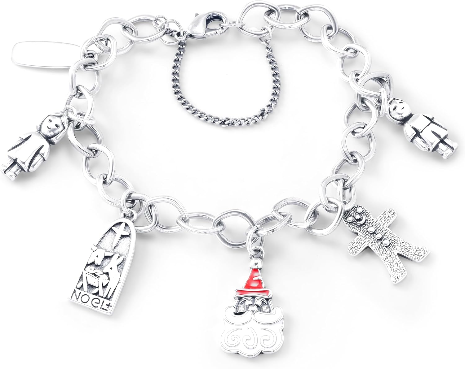 S925 JA Christmas Charm Bracelet, made of pure silver, with holiday enamel charm
