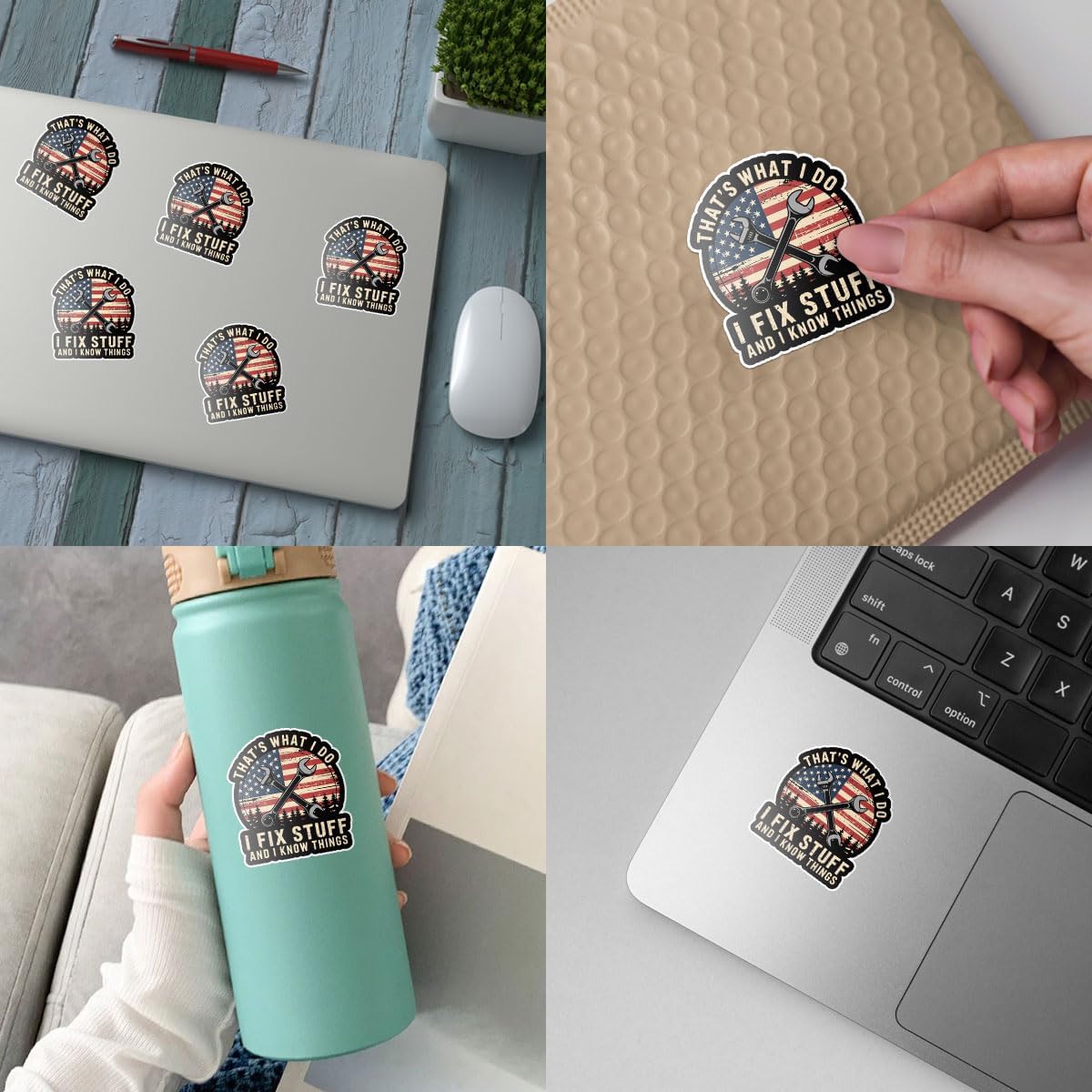 (3pcs-3in) Fix Stuff Sticker Mechanics Stickers Funny Quote Handyman Tool image 5