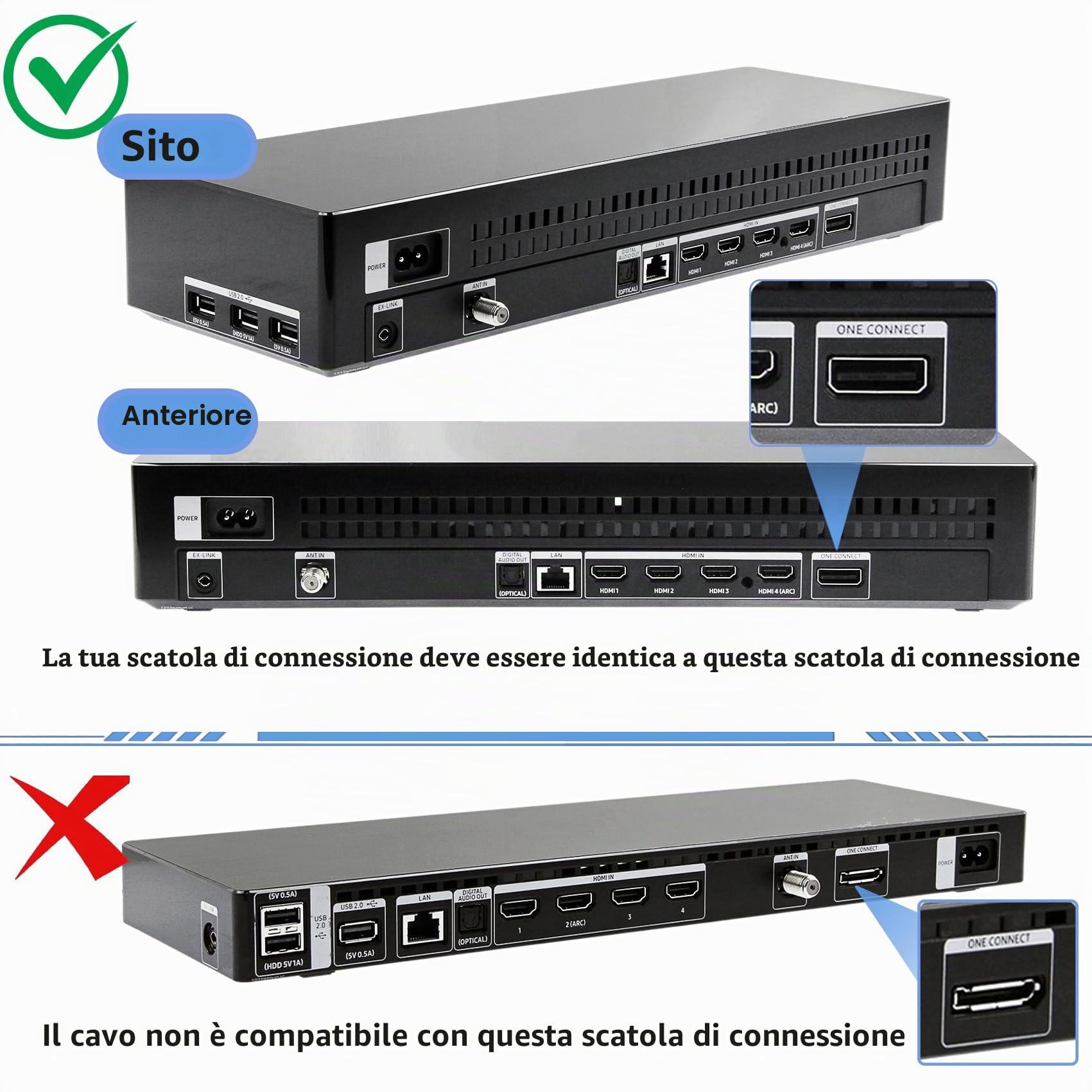 5 m/16,4 piedi BN39-02395A One Connect cavo compatibile solo per Samsung QLED TV 55-75 pollici Q7FN Q8FN Q8CN Q9FN Serie, modello 2018