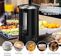 Homtone 18L Rozsdamentes Kávéfőző 120 Csészéhez, 1500W Professzionális Szűrős Kávégép 9