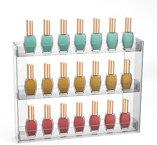 JessLab 1 Pack Acrylic Shelves for Wall Storage, 3-Tier Nail Polish Racks, Skin Care Organizer for Bathroom, Bedroom