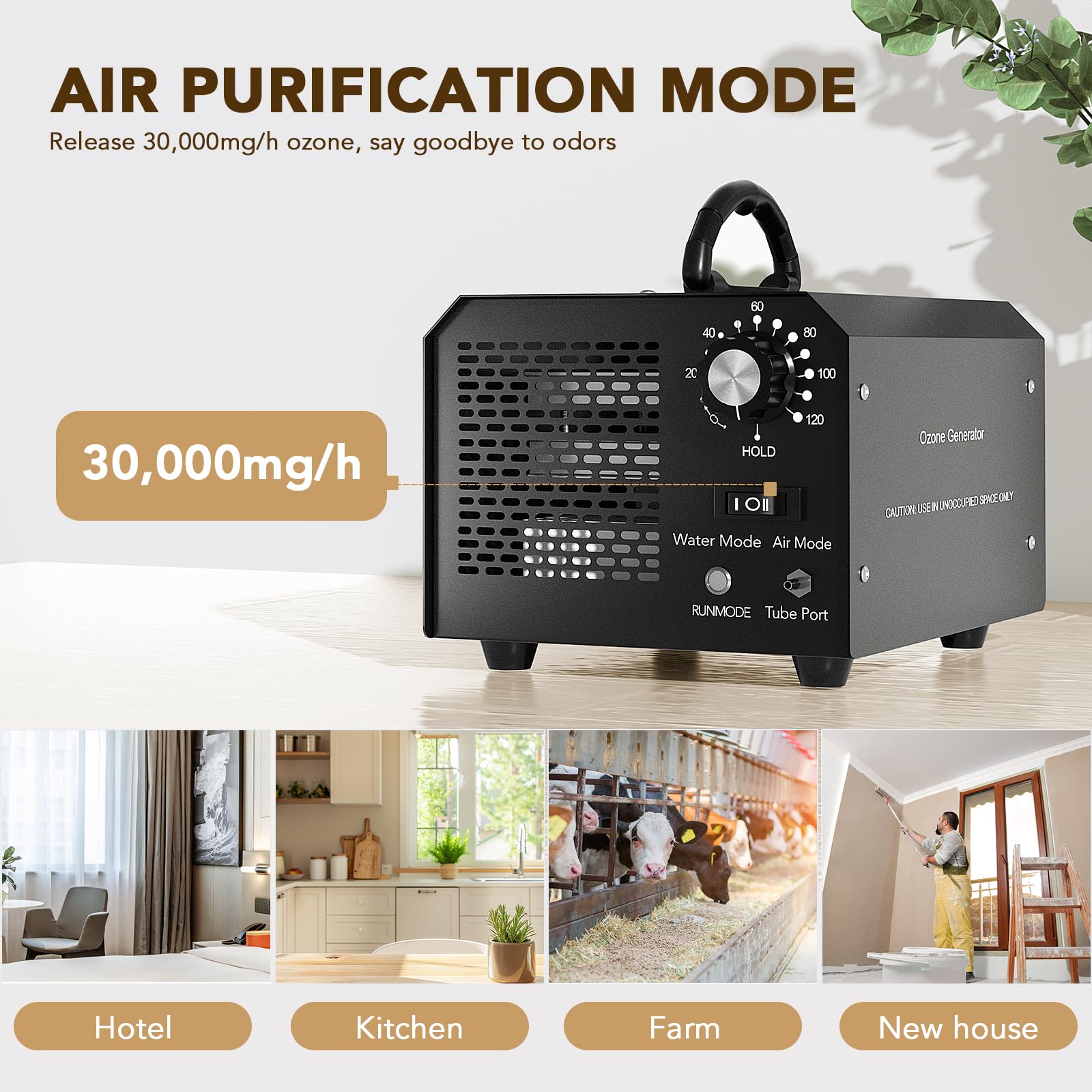 Generador de Ozono, FELLAT 30,000mg/h Generador de Ozono con Modos de Purificación de Aire y Agua