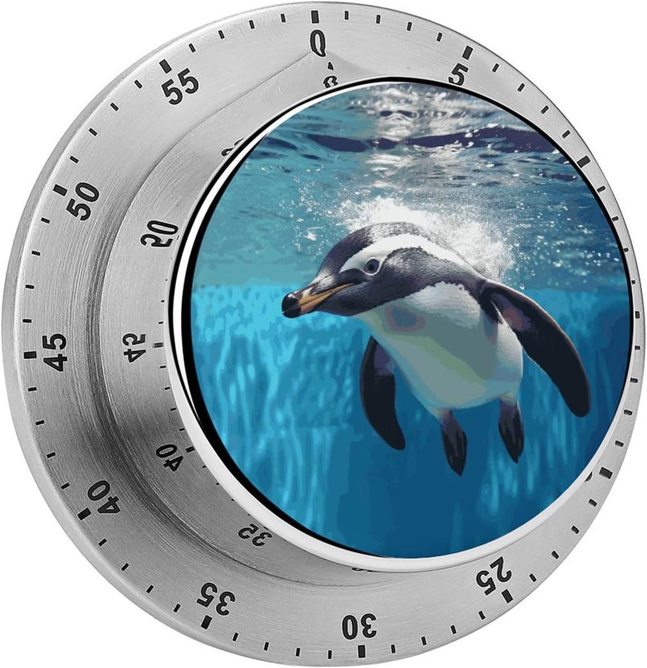Swimming Penguin Timer Magnetic Backing 100% Mechanical Desk Timers Wind Up 60 Minutes Manual Countdown Timers No Batteries Required Kitchen Timer for Cooking