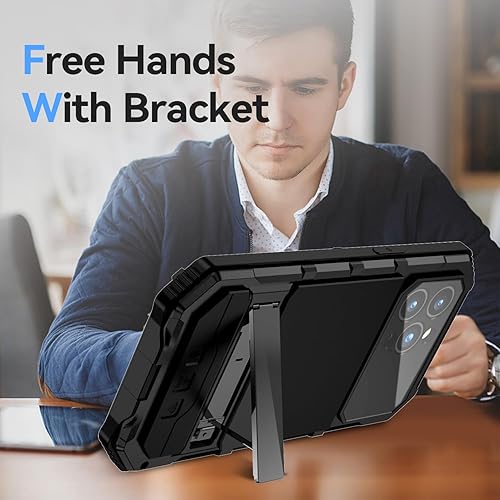 Miniatura 4 de Lunivop Funda para iPhone 15 Pro Max, protección resistente con protector de pantalla de lente integrado, soporte resistente 360 de cuerpo completo