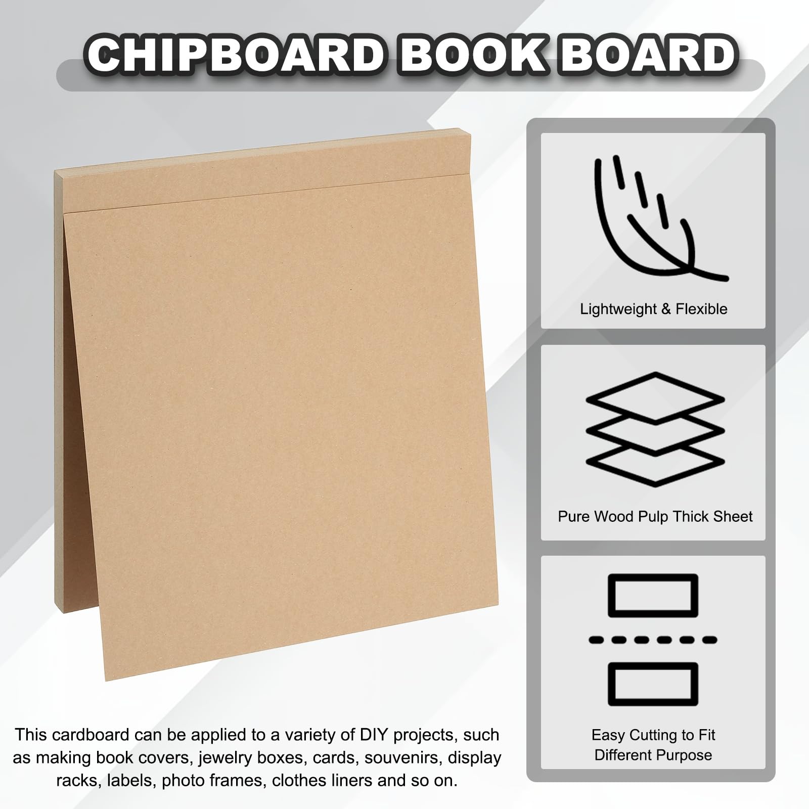 PATIKIL Chipboard Book Board, 11 x 11 Inch 22 PT 35 Pcs Thick Chipboard Kraft Paper Sheets Bookbinding Making Supplies Kit for Designer Craft Book Binding Cover Backing Craft, Wood - Image 3