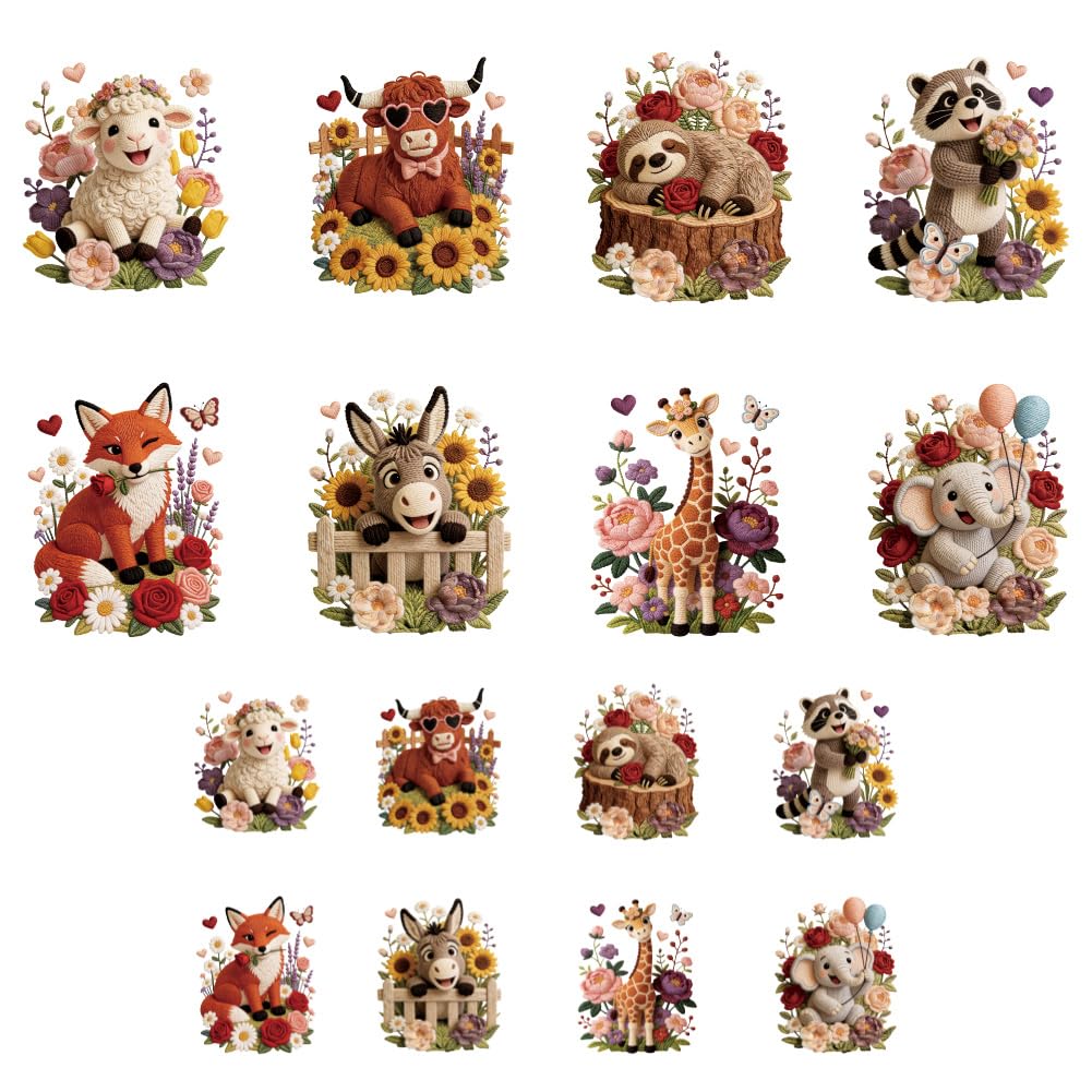ANATTASOUL 16Pcs 2D Embroidered Animals Iron on Transfers for T-Shirts DIY — image 1