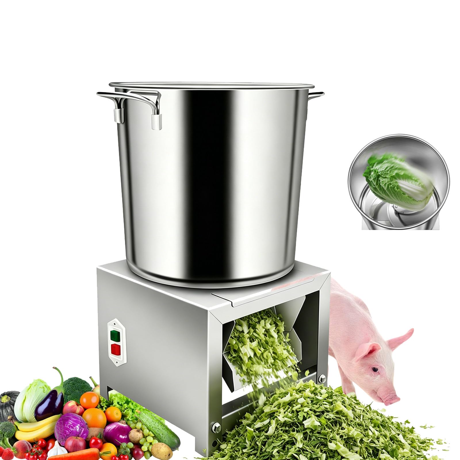 eQianyuan Poultry Feed Grinder Machine 4/6 Blade Crusher 1000W-220V