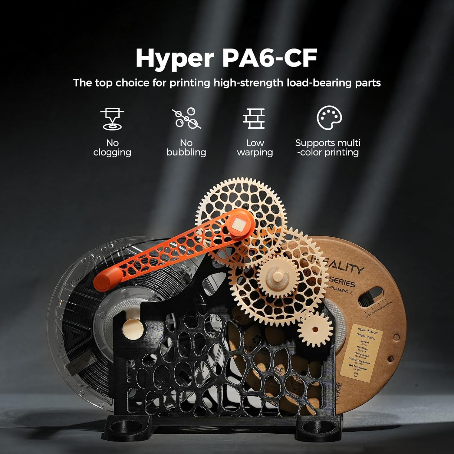 Creality Hyper PA6-CF filament 1,75 mm do drukarki 3D, włókno węglowe, 1 kg, fioletowy Hyper PA6-CF Black