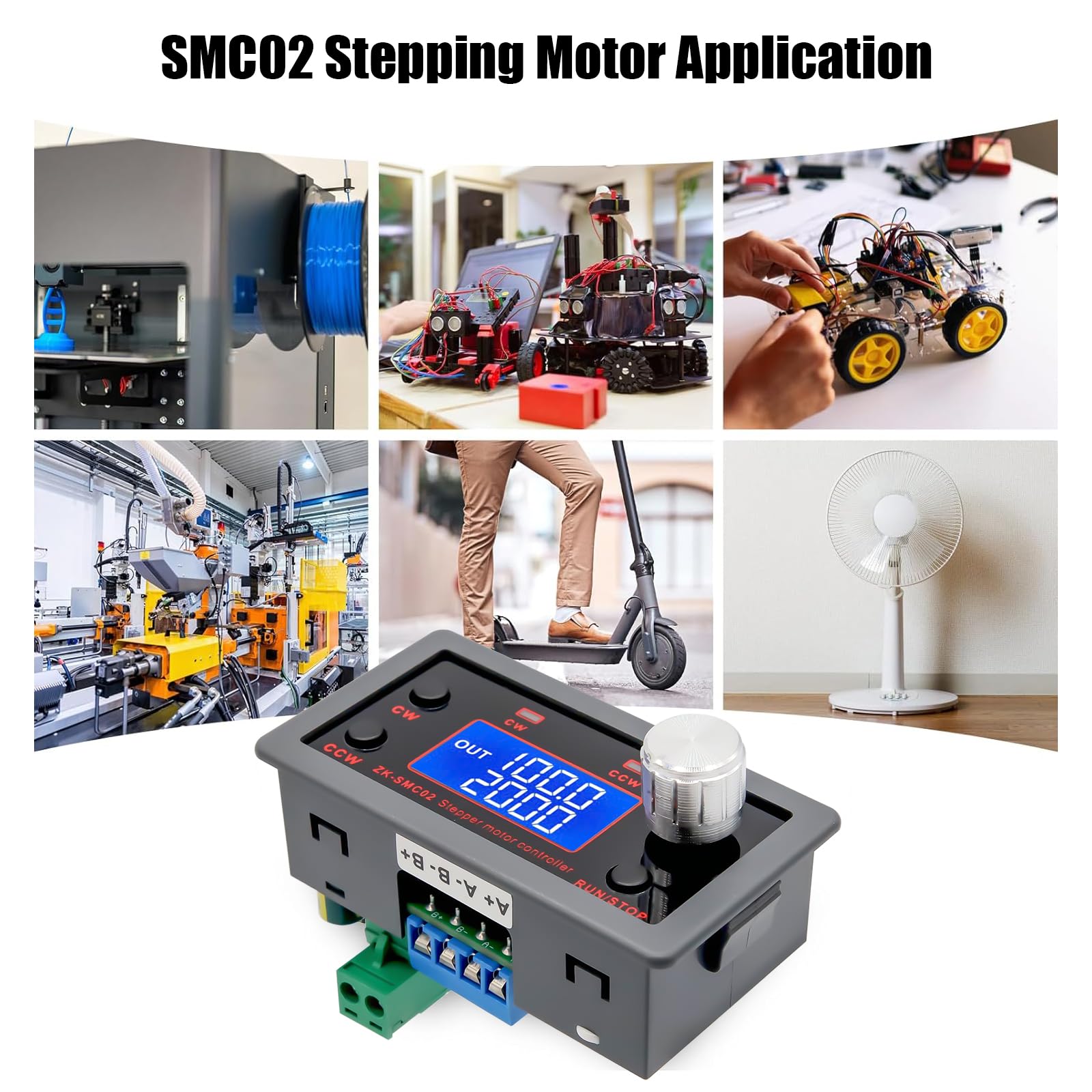 Motore Passo-Passo per Motore NEMA 17 Binghe SMC02 Driver del Motore Passo-Passo Controllo del Driver Avanti/Indietro con Display Digitale per NEMA 17 23 Motore