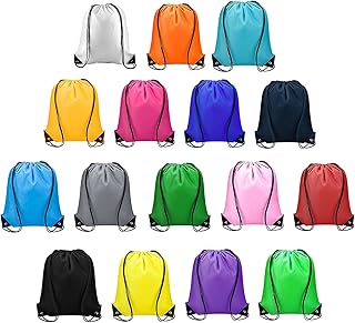 16Pcs Drawstring Bag, PE Bags Drawstring Bags, Bulk Draw String Bags for Gym Swim Sports School Travel Picnic, Drawstring Backpack Bags for Children Adults
