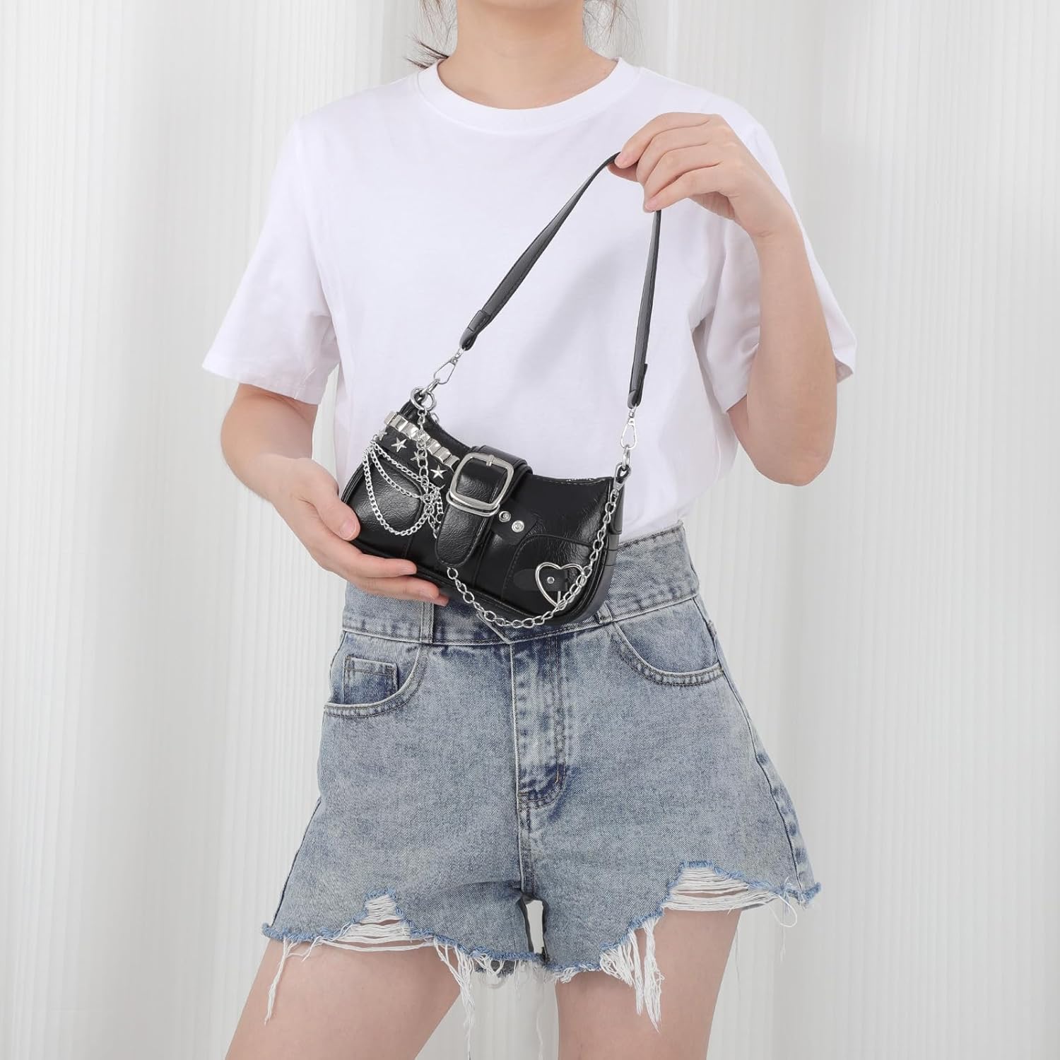 GOKTOW Y2k Shoulder Bag -Goth & Punk Mini PU Leather Purse for Women