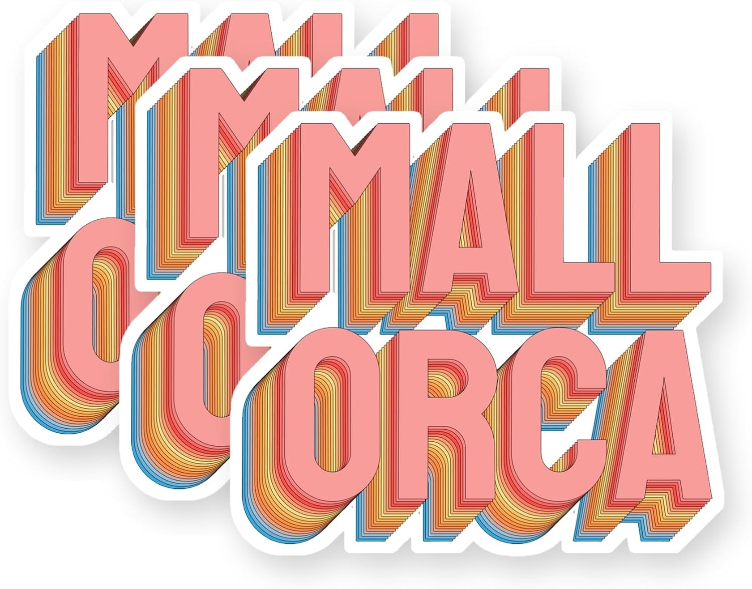 Mallorca Colorful Pastel Retro Vinyl Stickers 3 Pack 3 Inch