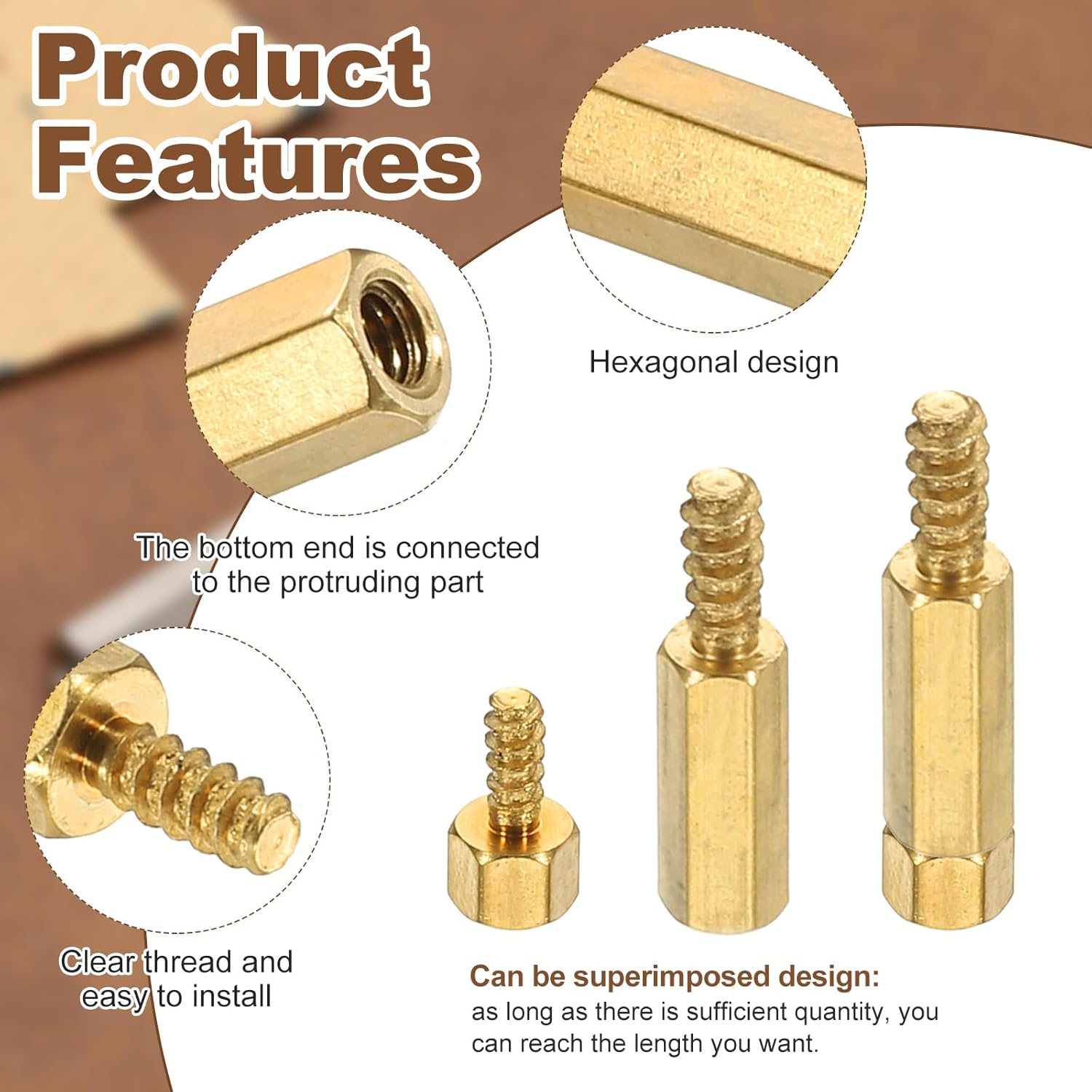 PATIKIL 24pcs M2 Male to Female Self-Tapping Hex Standoffs Spacers Pillars, M2 3+5mm Brass Motherboard Standoffs Copper