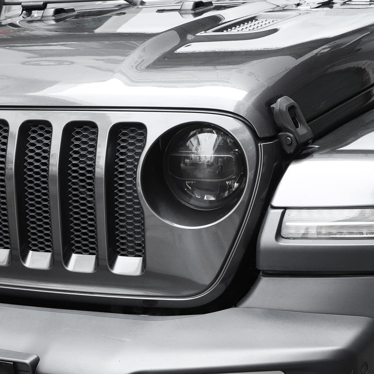 Smoked Headlight Cover, Front Head Light Lamp Trim Guard Compatible with Jeep Wrangler JL & Gladiator JT 2018-2023, Smoked Black