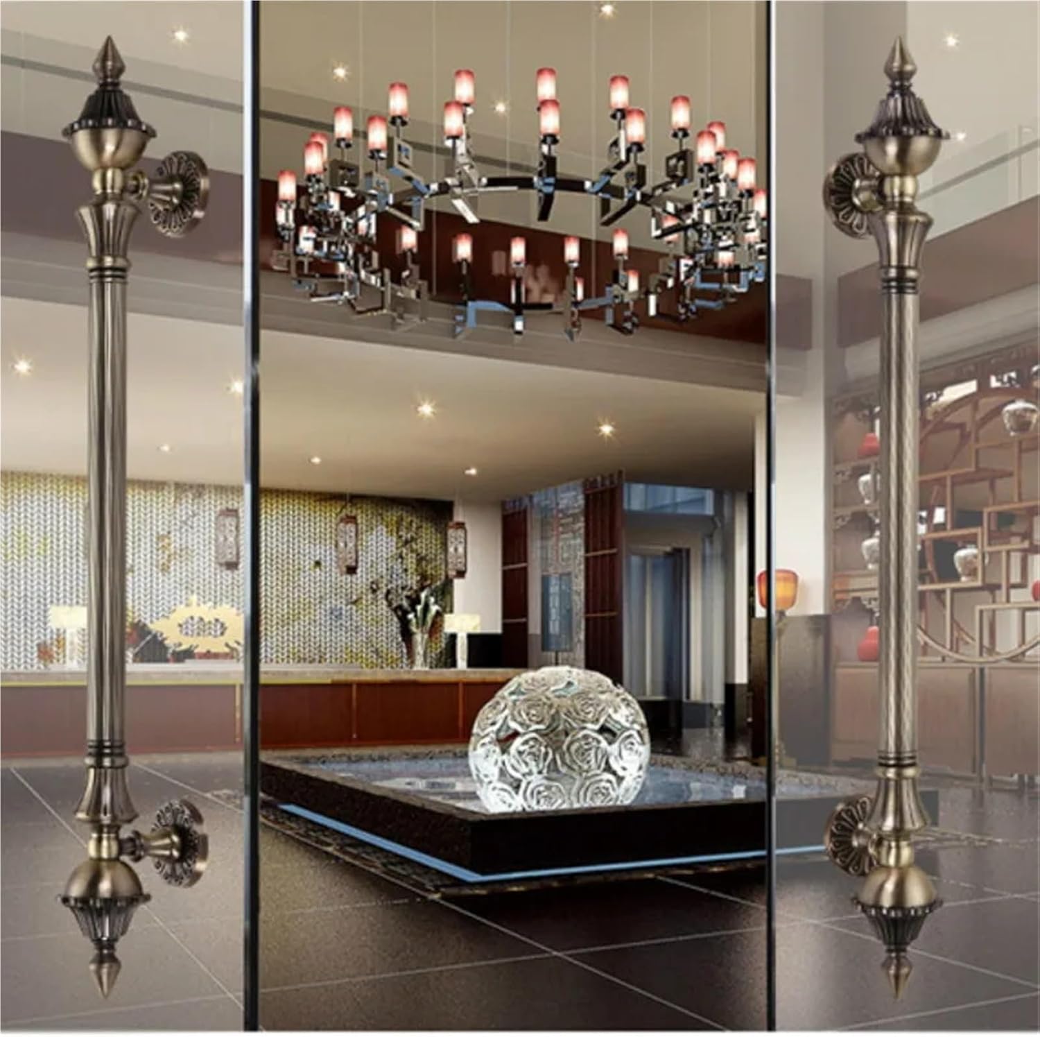 2pcs Door Handle Antique Zinc Alloy 280-550mm Length Pull Bronze Gate Hotel Entrance Shopping Mall for Indoor Outdoor(280mm)