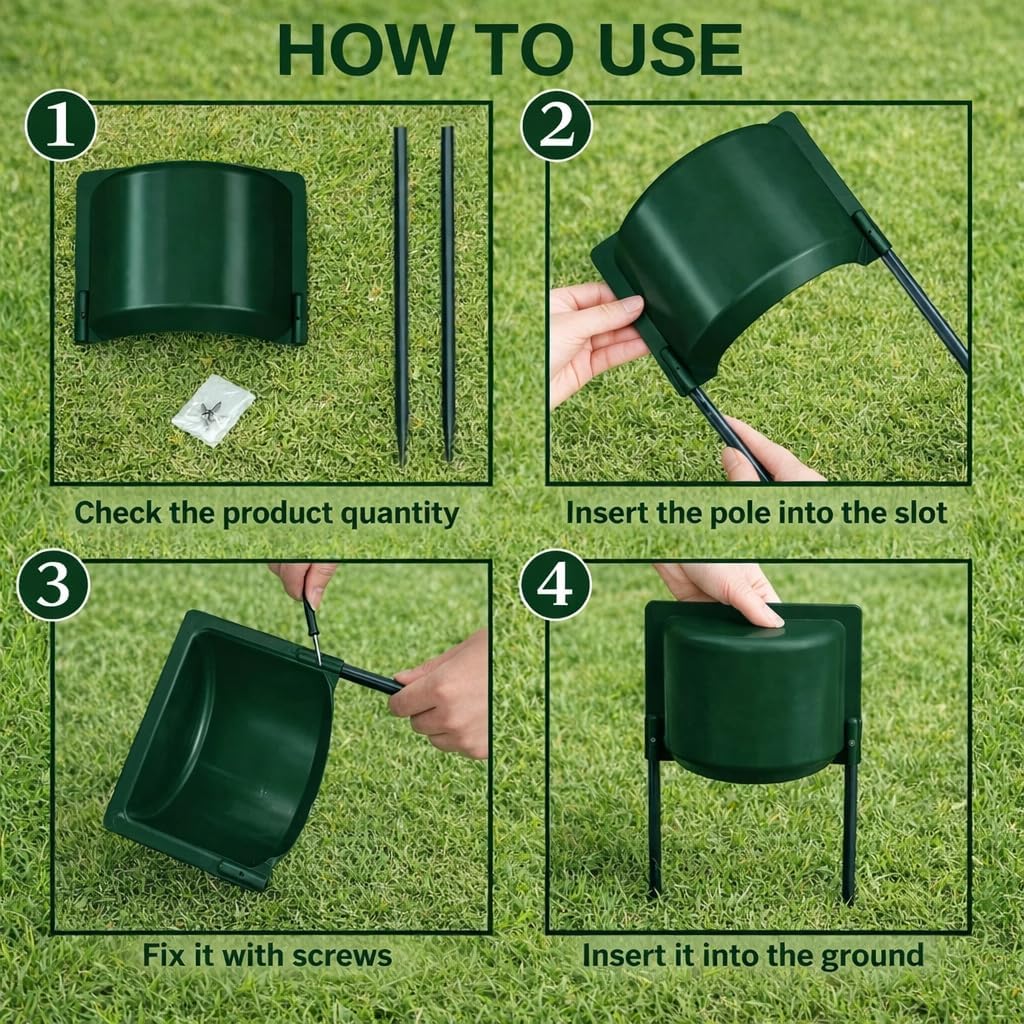 4 Pack Green Sprinkler Splash Guard – Adjustable Lawn & Garden Irrigation Shield, Protects Sprinkler Heads, Prevents Overspray for Yards, Parks, and Gardens