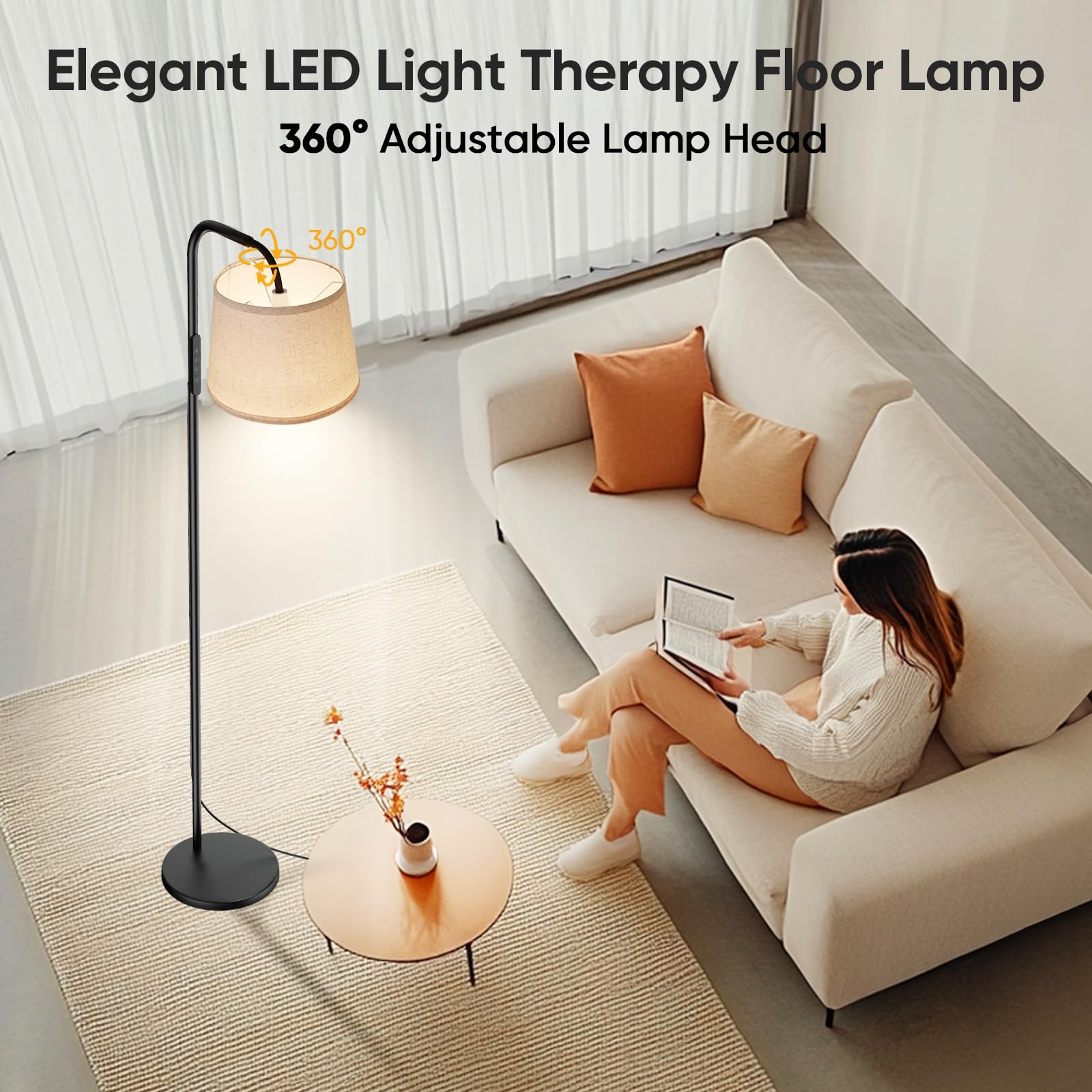 Caromolly Lichttherapielampe 10000 Lux Tageslichtlampe mit Fernbedienung, 3 Farbtemperaturen, Dimmer und Timer