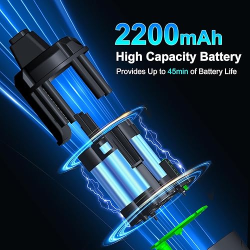 Miniatura 5 de Aspiradora inalámbrica, aspiradora de palo 8 en 1 con súper succión, potente aspiradora de succión de 25 Kpa con batería desmontable de 45 minutos