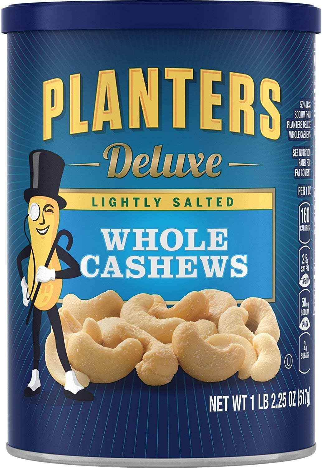 Planters Deluxe Whole Cashews Lightly Salted, 3 Tubs (1 lb 2.25 oz) Grocery