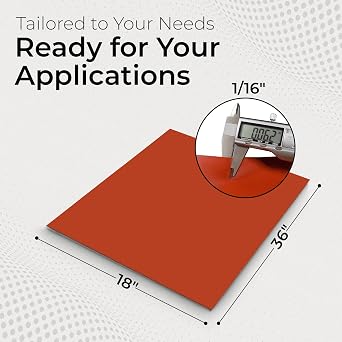 Exactly Rubber - Commercial Grade Silicone Sheet, 60A Durometer Silicone Mat,80 to 450F Temperature Resistant Rubber Mat, Rubber Sheet with 350% Elongation, Made in The USA, 1/16 x 18 x 36, Red