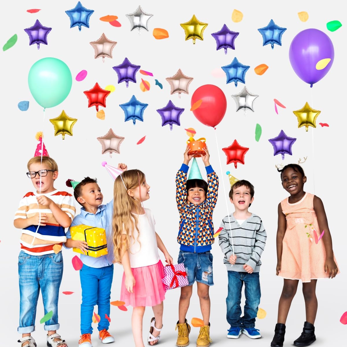 Zuisytm 60pcs Star 5 inch Gold Silver Rosegold Red Blue Purple Foil Balloons for Birthdays Valentines Engagement Wedding Baby Shower - Image 3