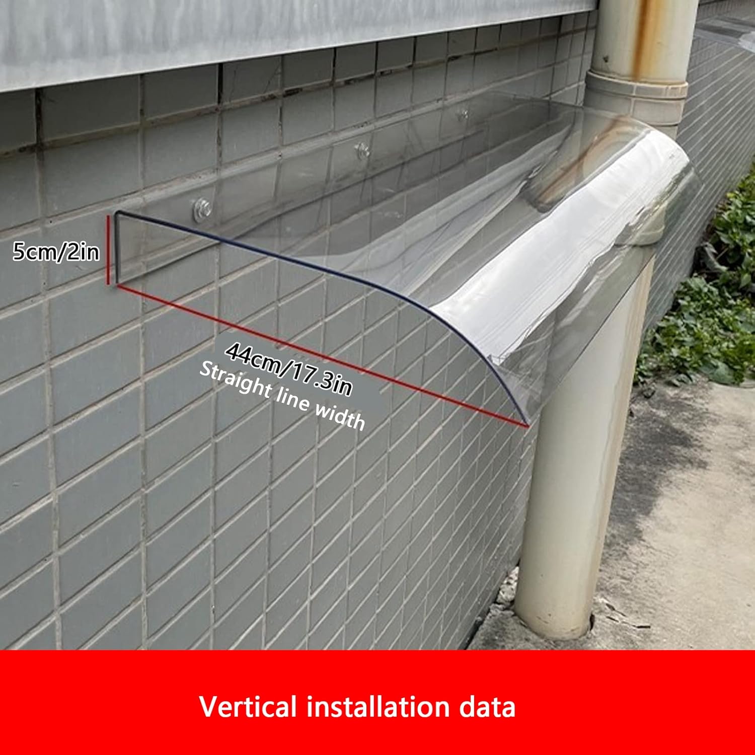 Transparent Window Awning Front Door Canopy,Outdoor Window Rain Shelter Cover,Patio Awning Canopy Rain Snow Protection,3.5 Mm Thick Polycarbonate Door Awning,with Screw (50x110cm/20 x43)
