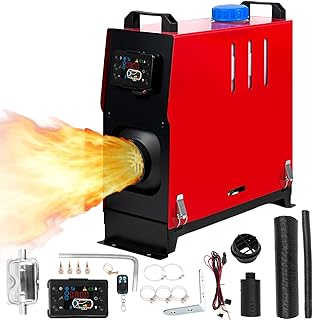 8KW All-in-One Air Diesel Heater with 5L Tank, Fast Heating 12V Portable Diesel Parking Heater for RV, Car, Truck, Boat, and Home Use, with LCD Thermostat and Remote Control (8KW RED)