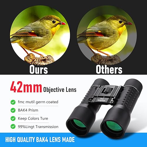Miniatura 16 de Mini prismáticos compactos de bolsillo de 8 x 21, ligeros, plegables, fáciles de enfocar, pequeños prismáticos para adultos y niños, observación
