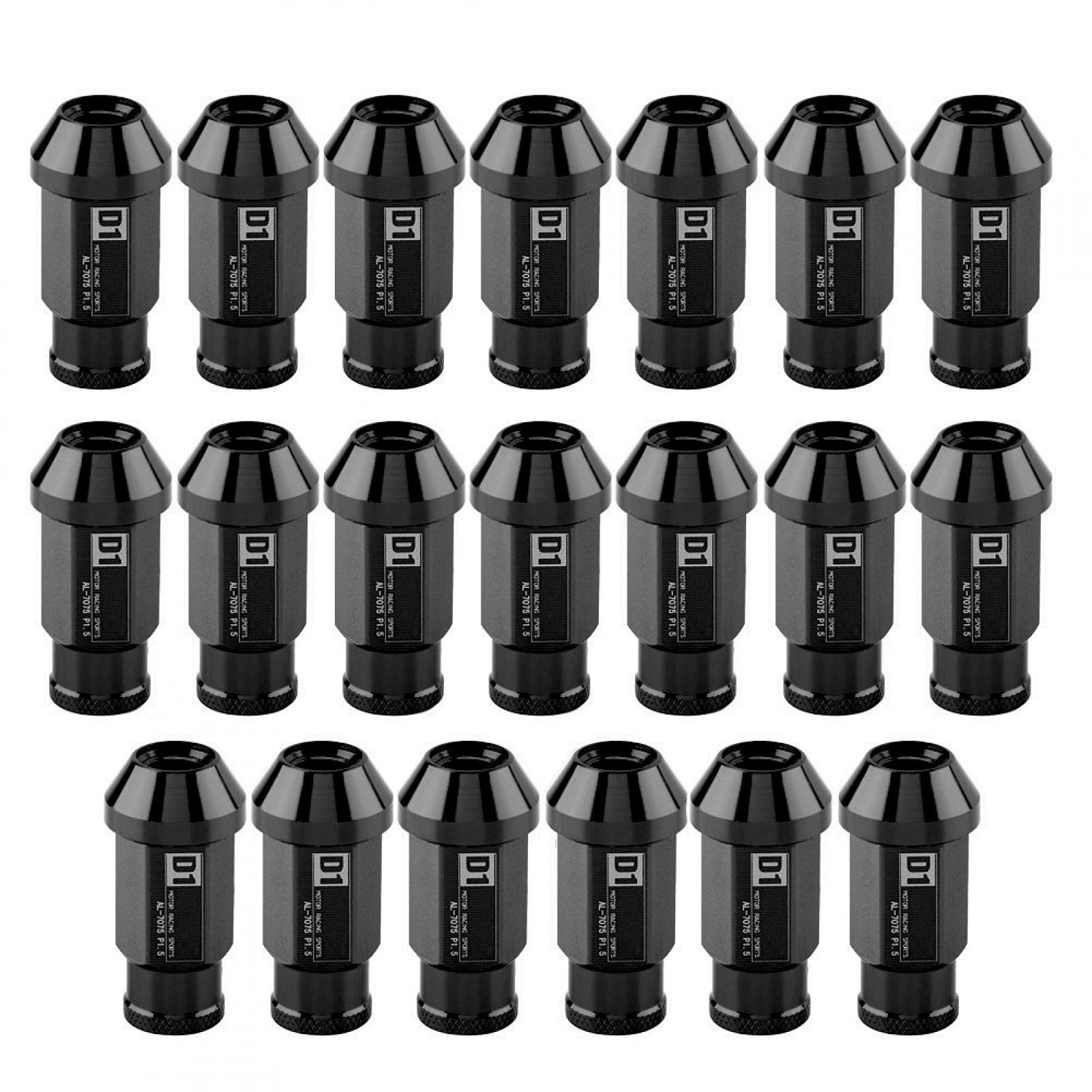 ¨¦crou en Aluminium L¨¦ger M12X1.5 de Roue de Course de Vis de Pneu de Voiture en Aluminium(noir)