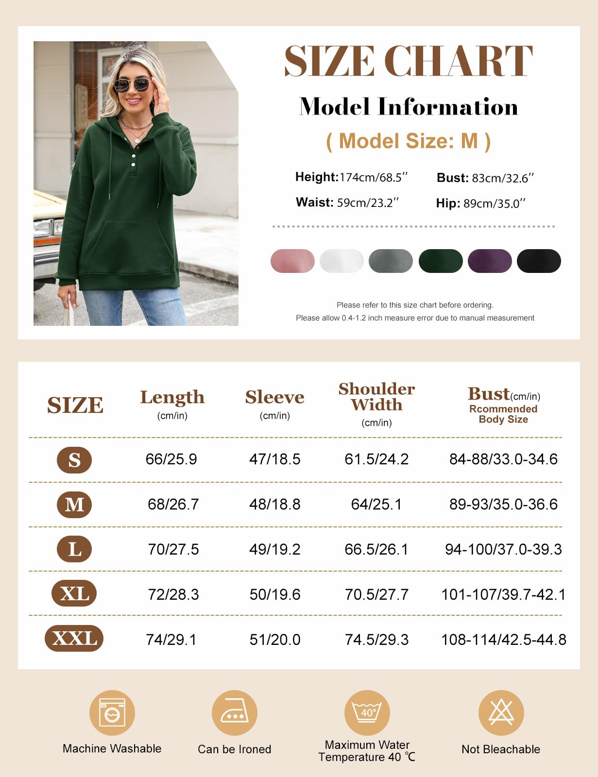 Xnova Sweats à Capuche Polaire Femmes Chaud Décontracté | Boutonné Hoodie Basic Casual Sweatshirts Pullover Tops avec Poche, Cordon de Serrage Manches Longues Automne Hiver