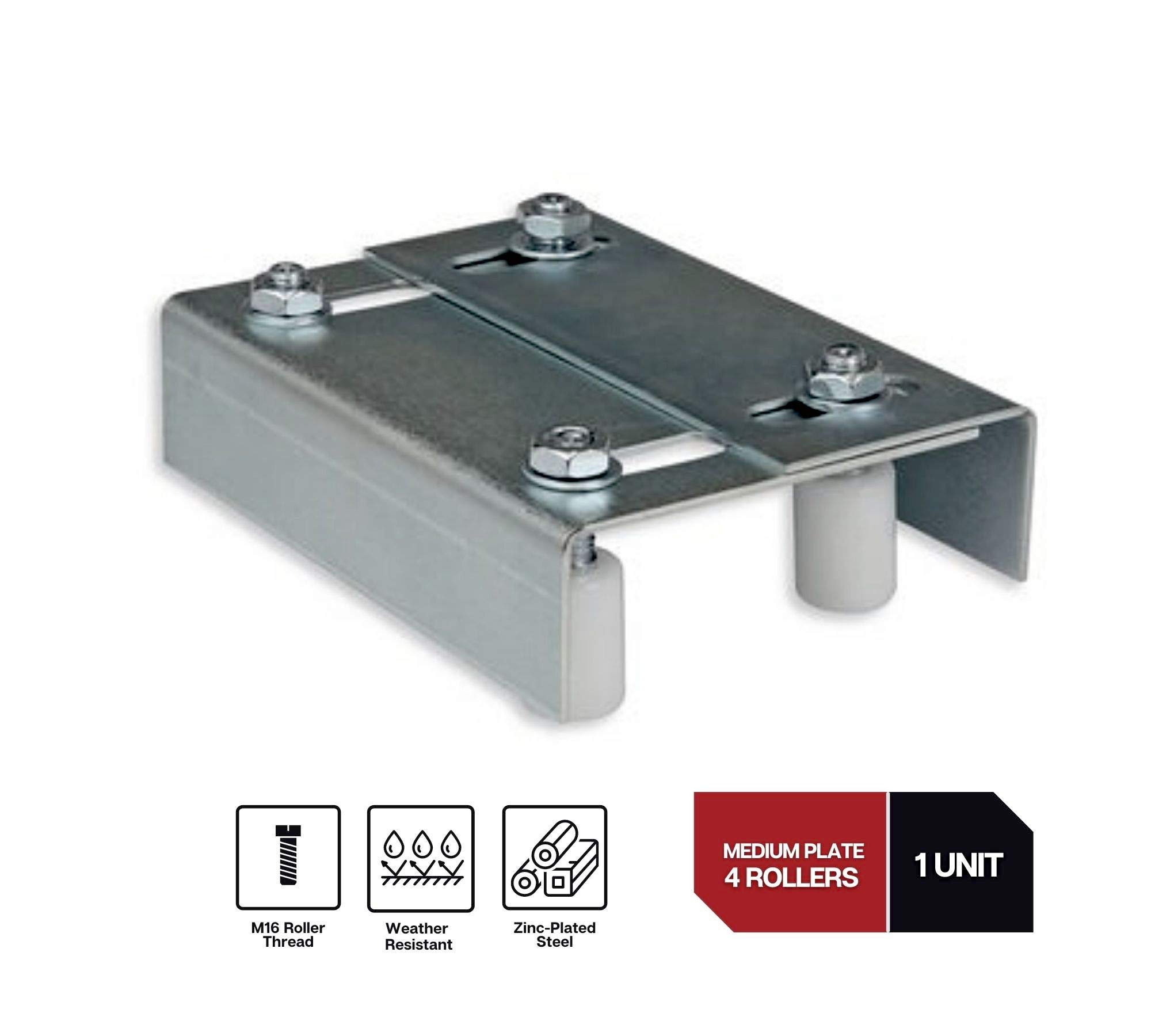 DOJA Industrial | Plaque de Guidage Olives | 4 Roues Moyennes en Nylon | Guidage Superrieur pour Rail Coulissant | Accessoire Portail Coulissant, Motorisation Portail Coulissant, Rail de Guidage...