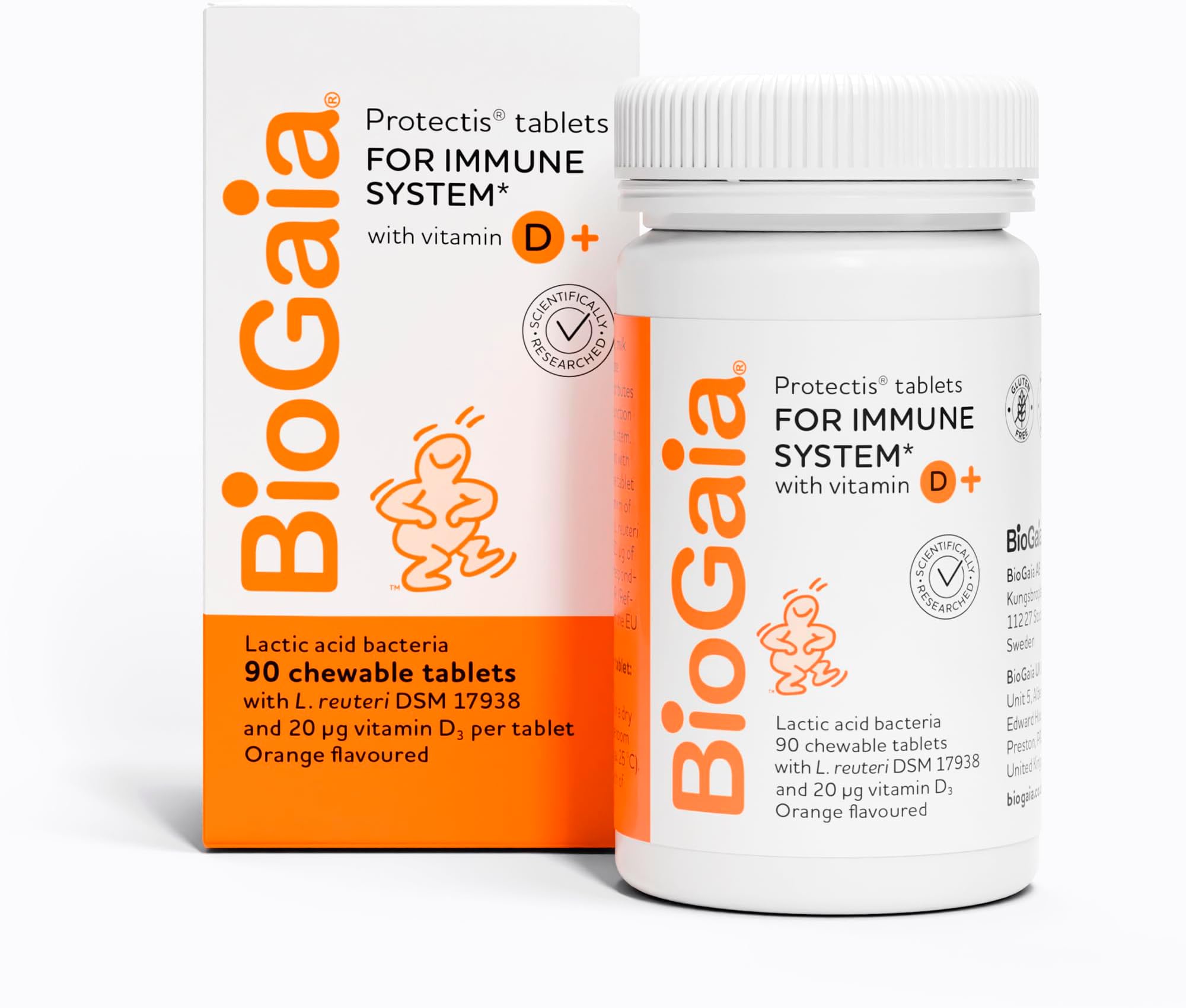 Protectis Probiotic Chewable Vitamin D3 Tablets, Orange Flavoured, 90 Pieces, for The Whole Family